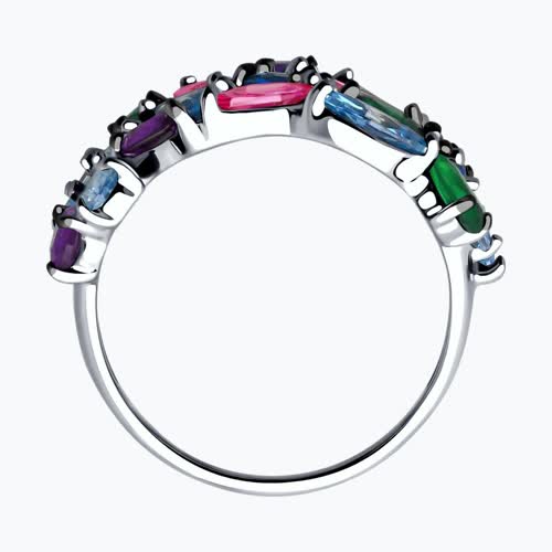 Кольцо из серебра с корундами и фианитами из серебро — вид 3