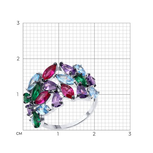 Кольцо из серебра с корундами и фианитами из серебро — вид 5