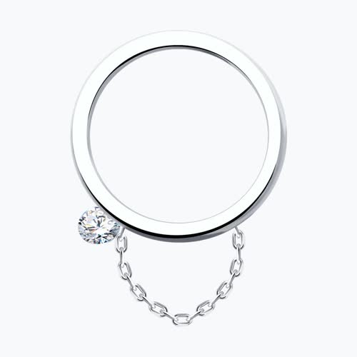 Кольцо из серебра с фианитом из серебро — вид 3