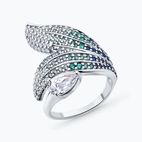 Кольцо из серебра с фианитами - видео на модели