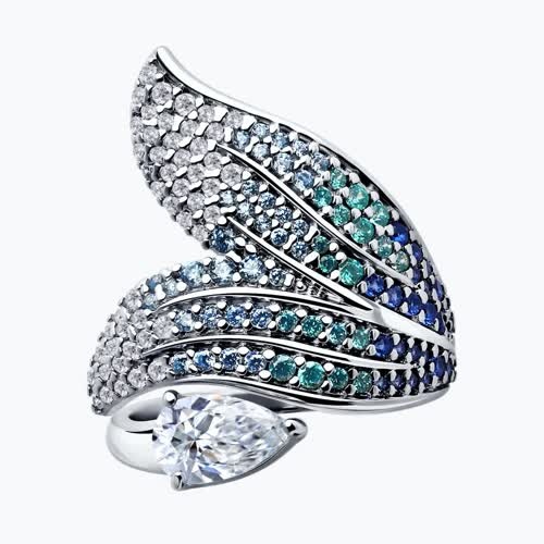 Кольцо из серебра с фианитами из серебро — вид 2