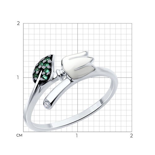 Кольцо из серебра с фианитами и эмалью из серебро — вид 4