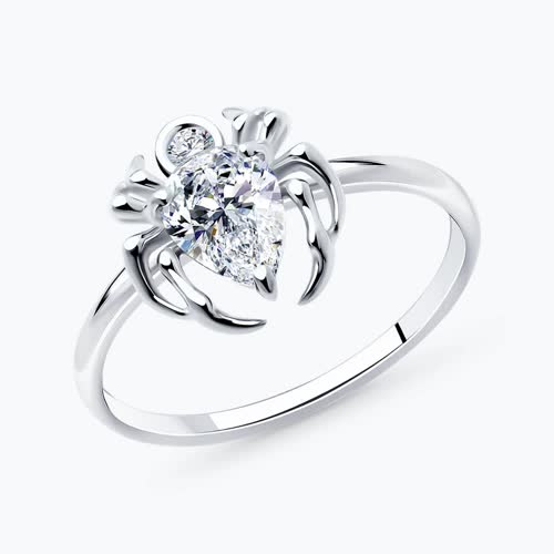 Кольцо из серебра с фианитами - видео на модели