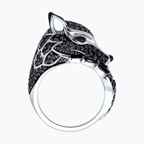 Кольцо из серебра с фианитами и эмалью из серебро — вид 2