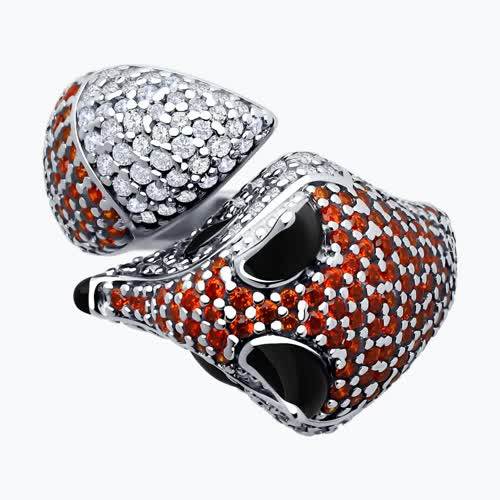 Кольцо из серебра с фианитами и эмалью из серебро — вид 2