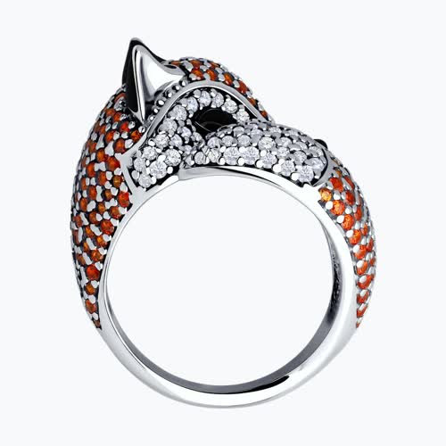 Кольцо из серебра с фианитами и эмалью из серебро — вид 3