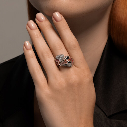 Кольцо из серебра с фианитами и эмалью из серебро — вид 4