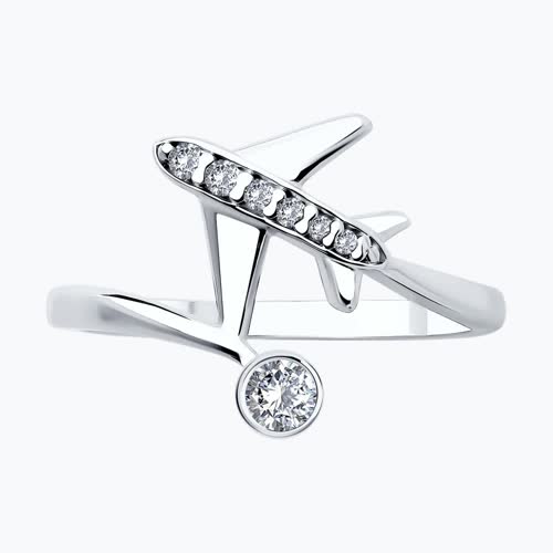 Кольцо из серебра с фианитами из серебро — вид 2