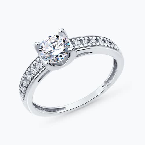 Кольцо из серебра с фианитами - видео на модели