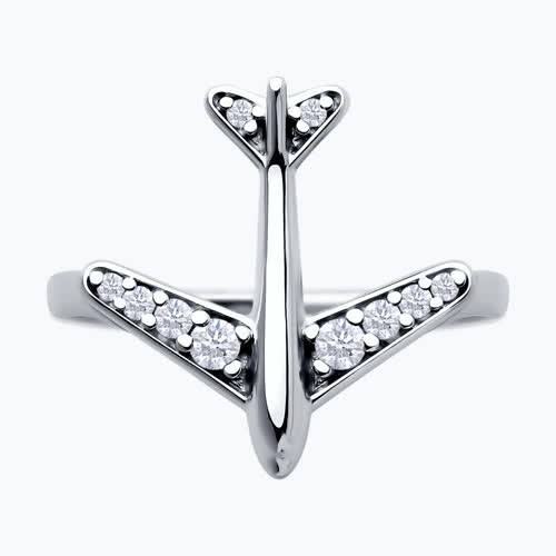 Кольцо из серебра с фианитами из серебро — вид 2