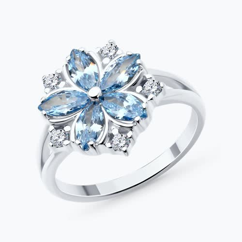 Кольцо из серебра с фианитами - видео на модели