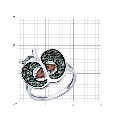 Кольцо из серебра с фианитами из родированное серебро — вид 3