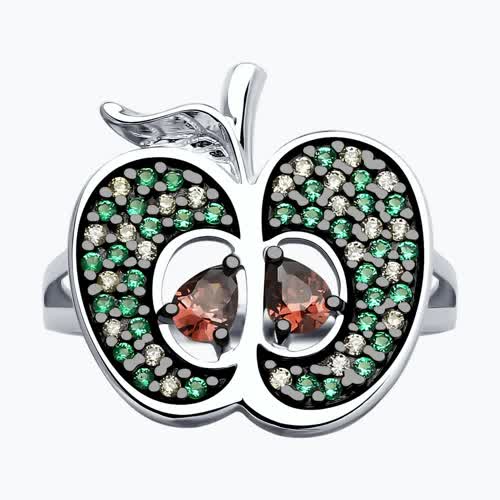 Кольцо из серебра с фианитами из родированное серебро — вид 4