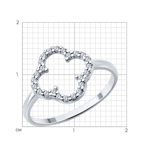 Кольцо из серебра с фианитами из родированное серебро — вид 3