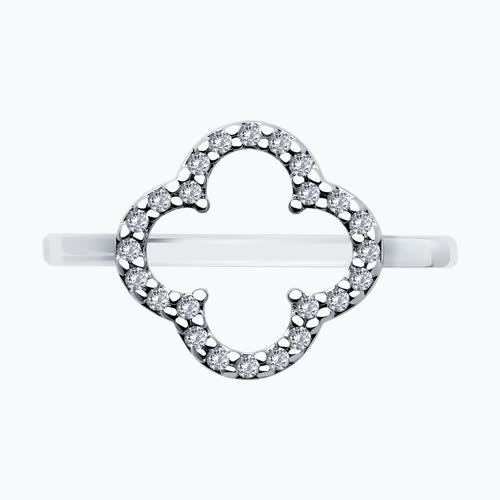 Кольцо из серебра с фианитами из родированное серебро — вид 4