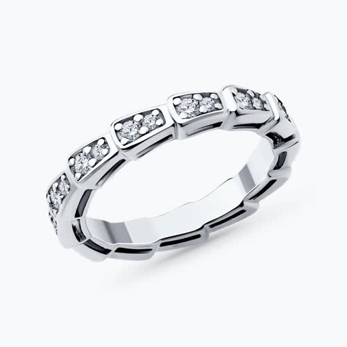 Кольцо из серебра с фианитами - видео на модели