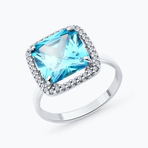 Кольцо из серебра с фианитами - видео на модели