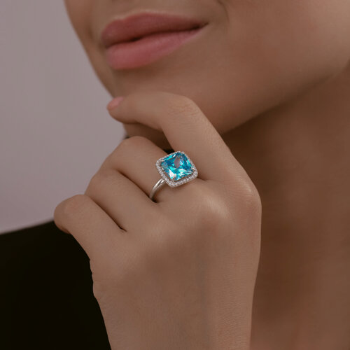 Кольцо из серебра с фианитами из серебро — вид 4