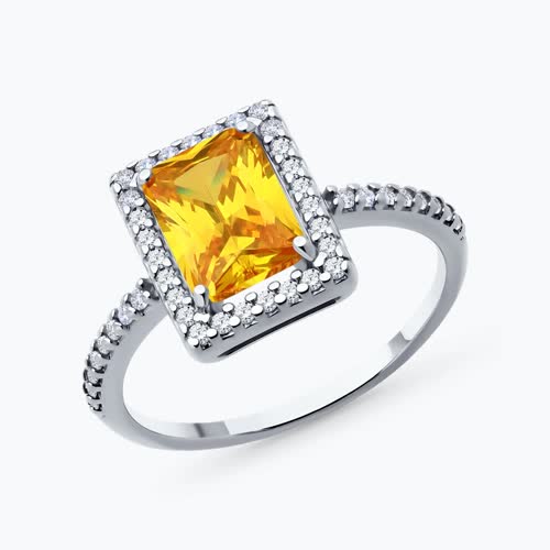 Кольцо из серебра с фианитами - видео на модели