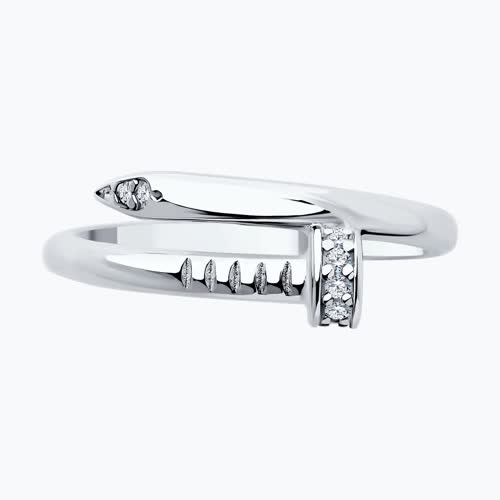 Кольцо из серебра с фианитами из серебро — вид 2