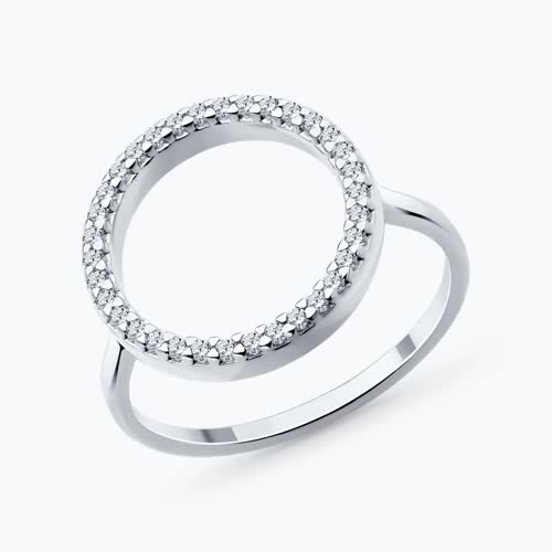 Кольцо из серебра с фианитами - видео на модели