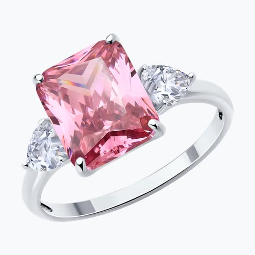 Кольцо из серебра с фианитами - видео на модели