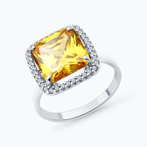 Кольцо из серебра с фианитами - видео на модели