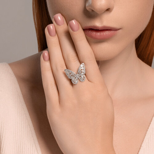 Кольцо из серебра с фианитами из серебро — вид 3