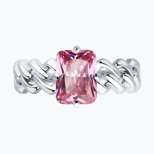 Кольцо из серебра с фианитом из серебро — вид 2