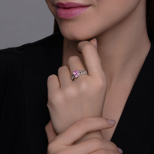 Кольцо из серебра с фианитом из серебро — вид 3