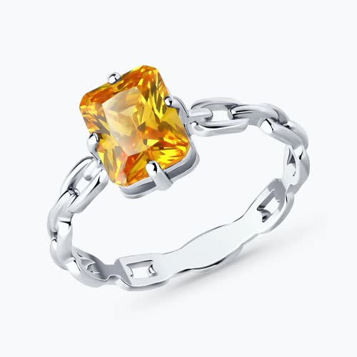 Кольцо из серебра с фианитом - видео на модели