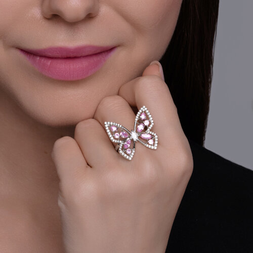 Кольцо из серебра с фианитами из серебро — вид 4