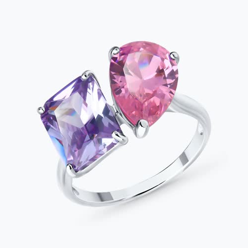 Кольцо из серебра с фианитами - видео на модели