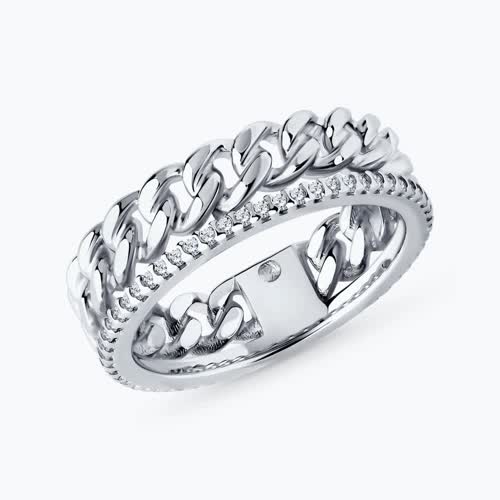 Кольцо из серебра с фианитами - видео на модели