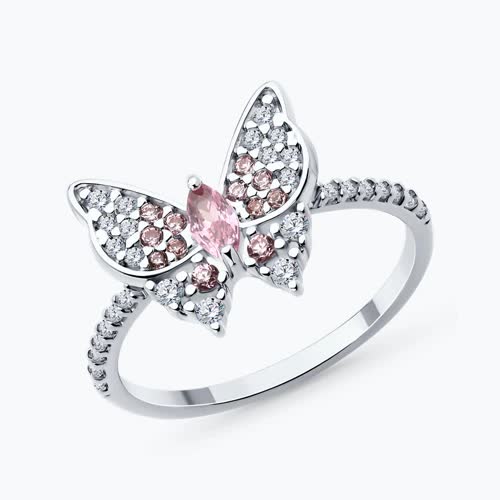 Кольцо из серебра с фианитами - видео на модели