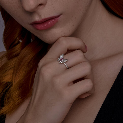 Кольцо из серебра с фианитами из серебро — вид 3