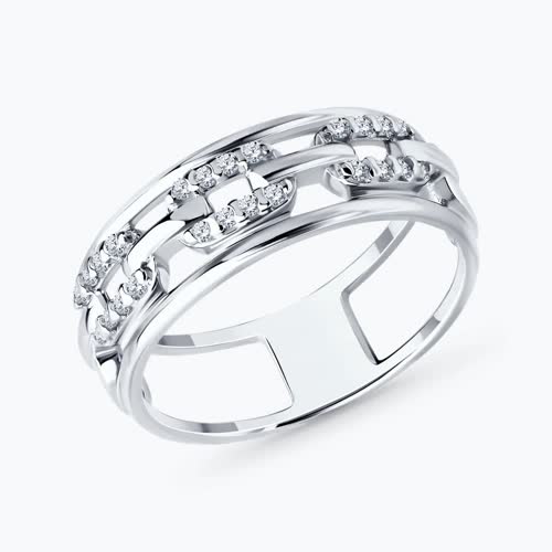 Кольцо из серебра с фианитами - видео на модели