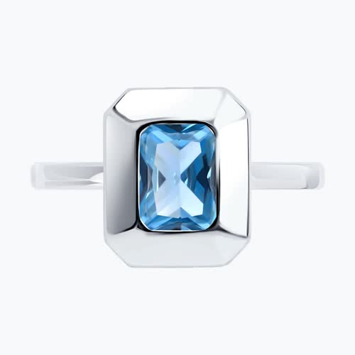 Кольцо из серебра с фианитом из серебро — вид 2