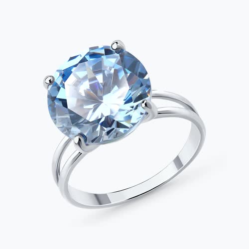 Кольцо из серебра с фианитом - видео на модели