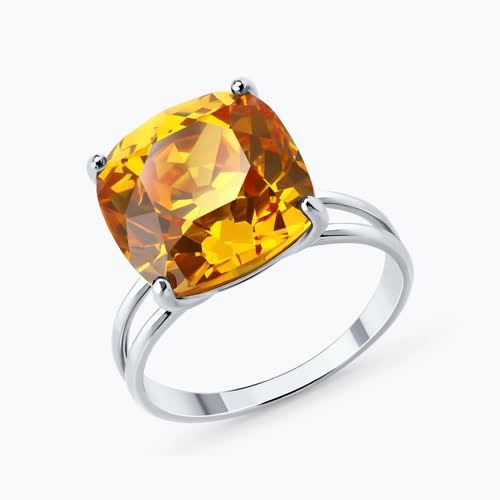 Кольцо из серебра с фианитом - видео на модели