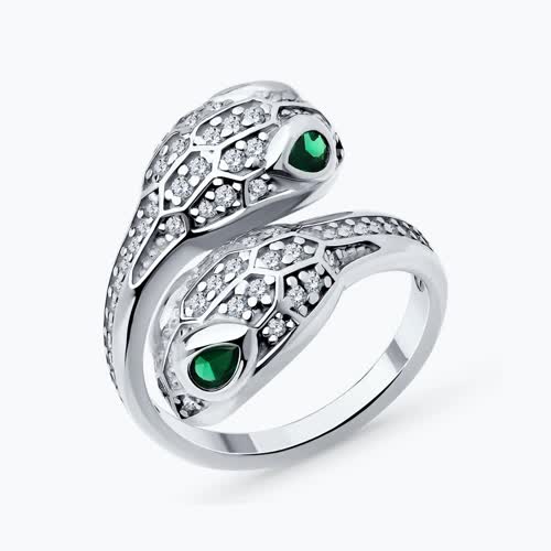 Кольцо из серебра с фианитами - видео на модели