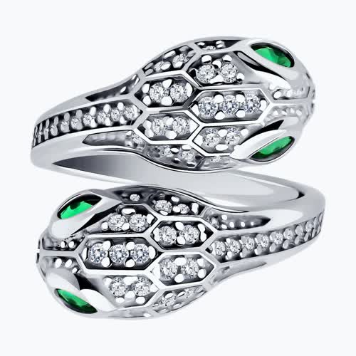 Кольцо из серебра с фианитами из серебро — вид 2