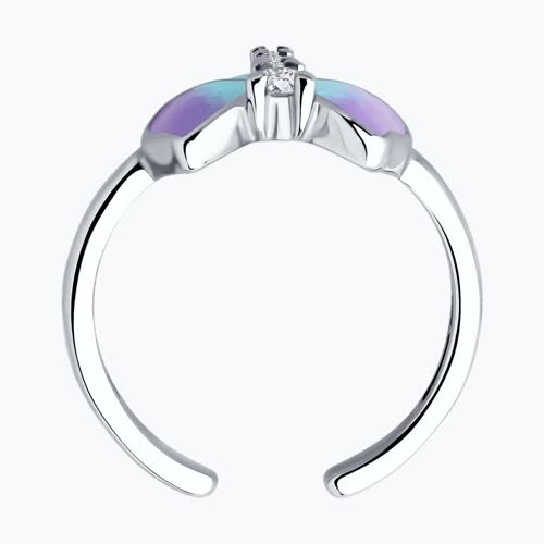 Кольцо из серебра с фианитами и эмалью из серебро — вид 3