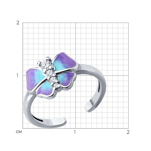Кольцо из серебра с фианитами и эмалью из серебро — вид 5
