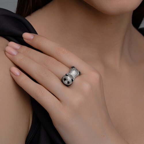 Кольцо из серебра с фианитами и эмалью из серебро — вид 4