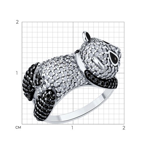 Кольцо из серебра с фианитами и эмалью из серебро — вид 5