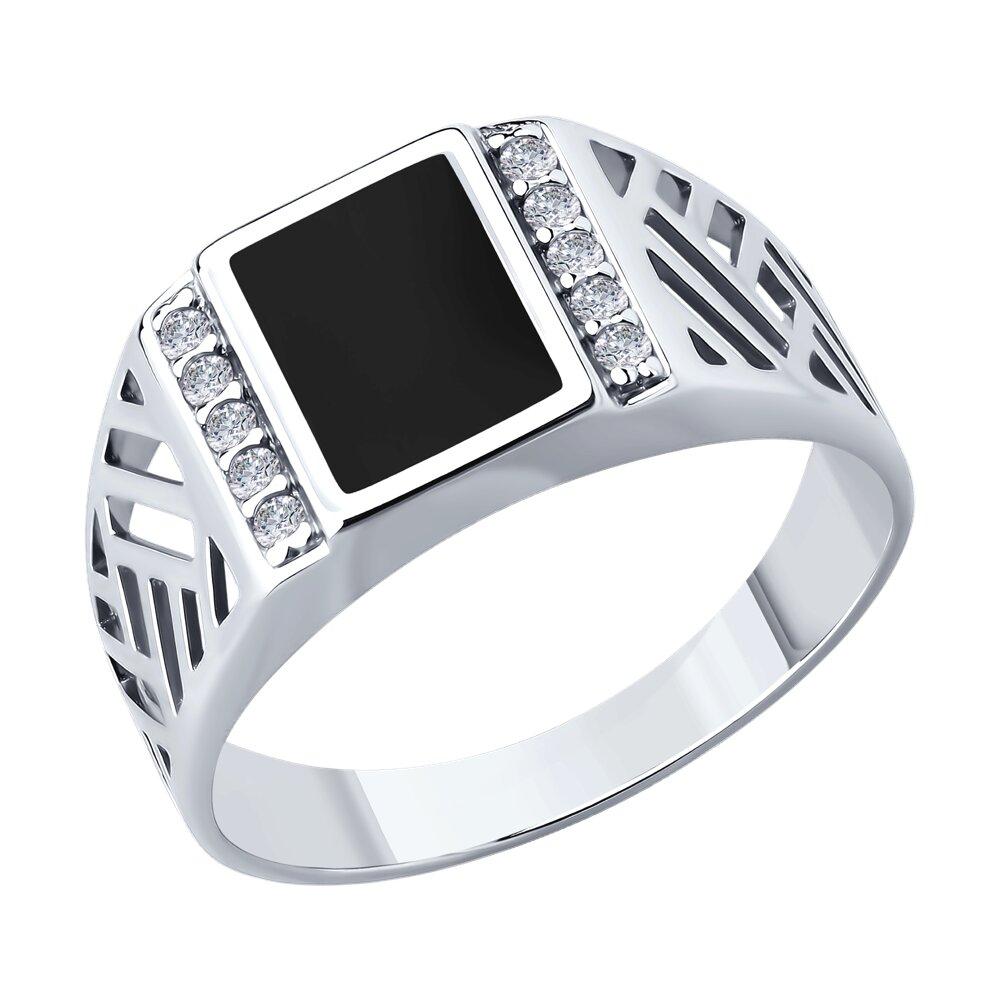 Кольцо из серебра с фианитами и эмалью из серебро