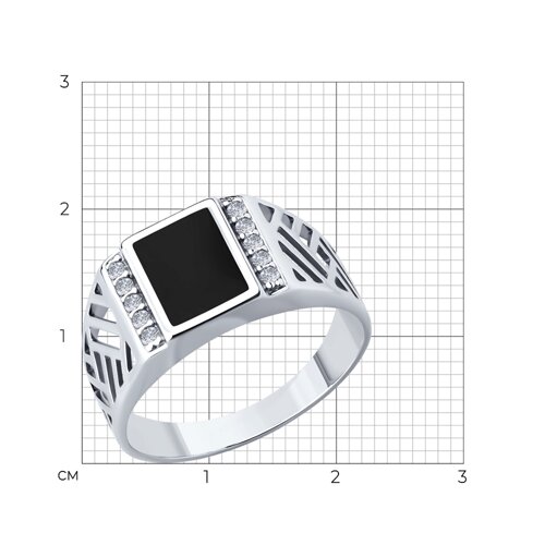 Кольцо из серебра с фианитами и эмалью из серебро — вид 4