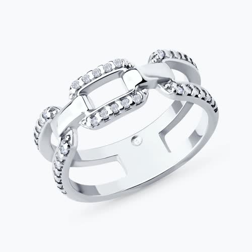 Кольцо из серебра с фианитами - видео на модели