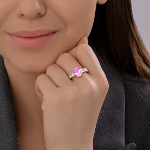 Кольцо из серебра с фианитами из серебро — вид 4